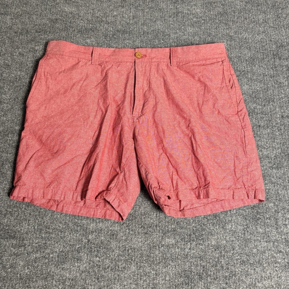 J.Crew Gramercy Shorts Mens 38 Faded Red Chambray Cotton Flat Front Summer Prep